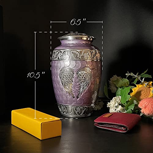 Silky Flower Store Purple Human Ashes Cremation Urn, Angel Wings Memorial Urn, Large Adult Ashes Keepsake, 10.5in 4 4 Product: Purple Urn for Human Ashes Adult Female and Male – Elegant Large Cremation Urns with Angel Wings, Decorative Funeral Memorial Burial Urn
