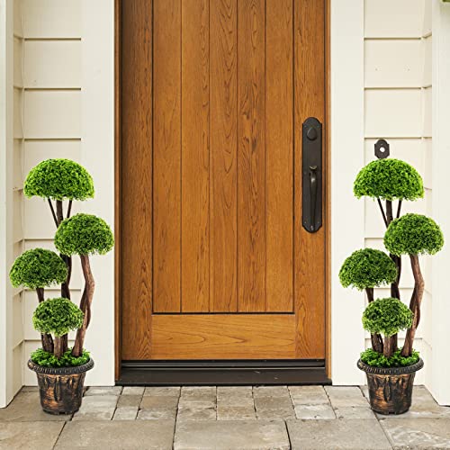 Product: Goplus Artificial Cypress Topiary Ball Tree, 3 Ft Tall Artificial Plant, Indoor/Outdoor Topiary Trees with Golden Cement Pot, Fake Greenery Plants Decorative Trees for Office Home Front Door