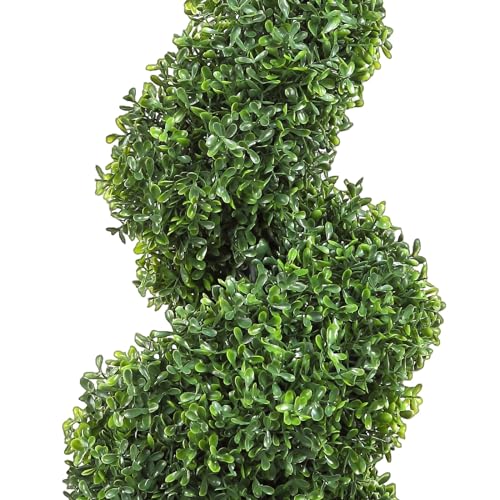 Product: VEVOR Artificial Boxwood Spiral Topiary Trees, 3ft Tall (2 Pieces) Faux Plant Outdoor, All-Year Green Fake Plant with Replaceable Leaves for Decorative/Indoor/Porch/Garden