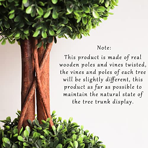 Product: OAZALDA Lifelike Indoor&Outdoor use 3Ft Boxwood Double Ball Topiary Trees Faux Topiary Tree for Porch,Home,Garden Decor(Set of 2)