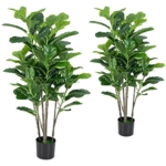 Product: BestComfort 4.6ft Artificial Fiddle Leaf Fig Tree Set of 2, Fake Ficus Pandurate Plant in Pots for Indoor Outdoor, Faux Ficus Lyrata Plant for Home Office Modern Decoration Housewarming Gift