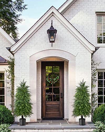 Product: YEMMEN 2 Pack 4ft Artificial Cedar Topiary Trees for Outdoor Front Porch Décor, UV Rated Fake Potted Plants for Indoor and Outdoor Use