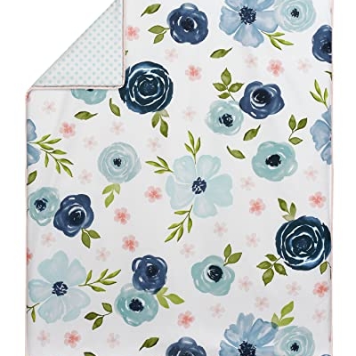 Product: Sweet Jojo Designs 4-Piece Baby Crib Bedding Set (Pink/Blue Boho Floral) for Girls, Infants/Nursery incl. Blanket, Fitted Sheet, Skirt, Diaper Stacker (Watercolor, Rose, Polka Dot, Shabby Chic, Navy)