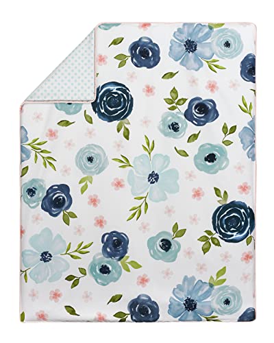Product: Sweet Jojo Designs 4-Piece Baby Crib Bedding Set (Pink/Blue Boho Floral) for Girls, Infants/Nursery incl. Blanket, Fitted Sheet, Skirt, Diaper Stacker (Watercolor, Rose, Polka Dot, Shabby Chic, Navy)