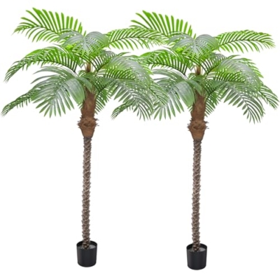 Product: AnTing Artificial Palm Trees 6.5ft Tall Fake Tree for Outside, 78in 15Leaves Large Palm Trees for Patio Pool Home Office Decor【Increased UV Protection】(2 Pack)