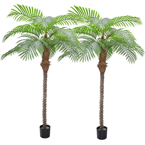 Product: AnTing Artificial Palm Trees 6.5ft Tall Fake Tree for Outside, 78in 15Leaves Large Palm Trees for Patio Pool Home Office Decor【Increased UV Protection】（2 Pack）