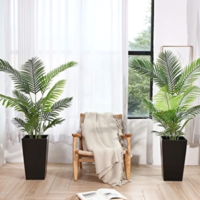 Product: Fopamtri Artificial Areca Palm Plant 4.6 Feet Fake Palm Tree with 15 Trunks Faux Tree for Indoor Outdoor Modern Decor Feaux Dypsis Lutescens Plants in Pot for Home Office Housewarming Gift, 2 Pack
