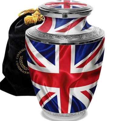Product: UK Flag Cremation Urn for Human Ashes for Funeral, Burial or Home. Cremation Urns for Ashes Adult Male Large Urns for Dad and Cremation Urns for Human Ashes XL Large & Small Military & Veteran