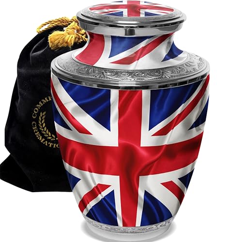 Product: UK Flag Cremation Urn for Human Ashes for Funeral, Burial or Home. Cremation Urns for Ashes Adult Male Large Urns for Dad and Cremation Urns for Human Ashes XL Large & Small Military & Veteran