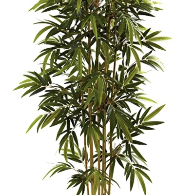 Product: Nearly Natural 6ft Artificial Bamboo Tree for Indoor Home Décor, Fake Bamboo Floor Plant with Natural Trunks and Over 1,000 Realistic Leaves in Black Nursery Planter