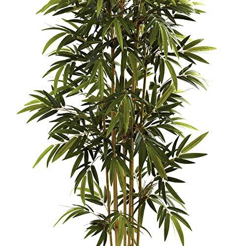 Product: Nearly Natural 6ft Artificial Bamboo Tree for Indoor Home Décor, Fake Bamboo Floor Plant with Natural Trunks and Over 1,000 Realistic Leaves in Black Nursery Planter