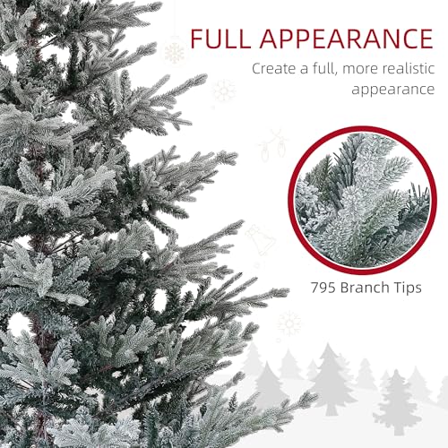 Silky Flower Store HOMCOM 6ft Nordic Pine Artificial Christmas Tree, 795 Snow Flocked Tips, Hinged Metal Stand, 53in x 71in 3 3 Product: HOMCOM 6ft Nordic Pine Artificial Christmas Tree with 795 Snow Flocked Tips, Foldable Metal Stand, Easy Assembly, Hinged Xmas Tree for Home Office Holiday
