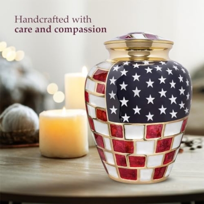 Product: Trupoint Memorials Cremation Urns for Human Ashes, Military and Patriotic Decorative Burial Urn for Veteran Adult Men and Women, Large Bronze