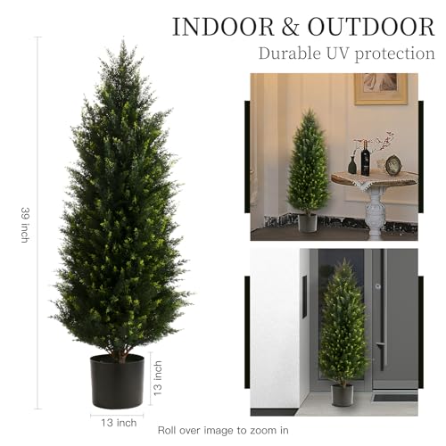 Product: LXNRMHCH Two 3.2FT Artificial Cedar Topiary Trees, UV Resistant Artificial Pine Outdoor Plants for Front Porch Decor, Fake Greenery Outdoor Plants Cypress Realistic Faux Indoor Tree