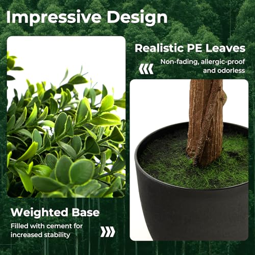 Silky Flower Store Artificial Boxwood Topiary Ball Tree, Faux Potted Plant, UV Resistant, 40 Inch 2 2 Product: Goplus 40” Artificial Boxwood Topiary Ball Tree, Faux Potted Plants with Cement-Filled Plastic Pot, UV Resistant, Fake Evergreen Artificial Topiary for Indoor Outdoor Home Front Porch Decor