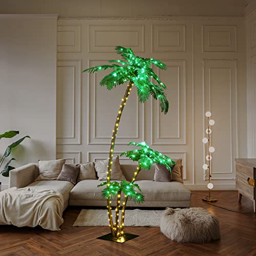 Product: Lighted Palm Tree 7FT 3FT 2FT Artificial Palm Tree Decor for Outdoor 218 LED Light up Fake Tree for Indoor Outside Patio Hawaiian Tiki Bar Decoration