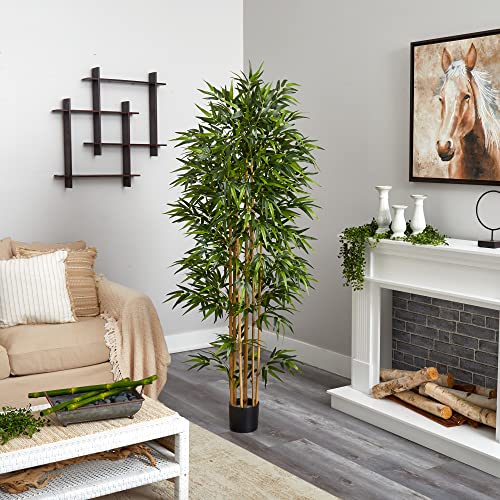 Product: Nearly Natural 75-in Artificial Bamboo Tree, Fake Bamboo Plants with 7 Natural Trunks, 6.25-ft Tall Faux Plants for Indoor Home Decor with 1440 Realistic Fake Leaves