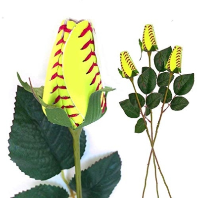 Product: Softball Rose (Pack of 3) - Handmade with Authentic Premium Softball Covers - Original Design by Sports Roses