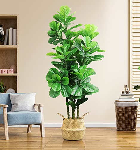 Product: LOVMOR 6ft Artificial Tree Indoor with Woven Seagrass Plant Basket, Artificial Fiddle Leaf Fig Tree Fake Tree Faux Plant Indoor for Living Room Office Floor Home Decor (70 in)