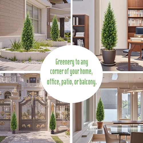 Product: 3.5ft Artificial Topiary Trees Set of 2 Faux Cedar Trees UV Resistant Bushes Potted Plants Artificial Shrubs for Outdoor Indoor Front Porch Garden