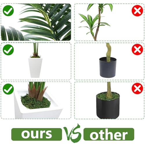 Silky Flower Store 6FT Artificial Palm Tree, 18 Adjustable Branches, White Pot, Indoor Faux Tropical Decor, 6FT 5 5 Product: 6FT Artificial Palm Tree with 18 Adjustable Branches and White Pot, Large Tall Realistic Indoor Faux Fake Silk Tropical Areca Palm Plant for Housewarming, Home and Office Decor