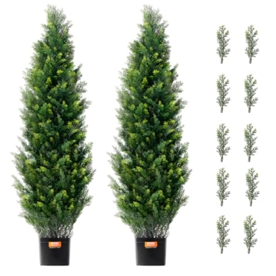 Silky Flower Store Artificial Cedar Topiary Tree, Faux Evergreen Plant, 48 inch Tall, 2 Pieces 19 19 Product: VEVOR Artificial Cedar Topiary Tree, 48 inch Tall (2 Pieces), with Extra Leaves & Pot Faux Evergreen Fake Pine Cypress Trees Plant, UV Rated Artificial Greenery Set for Home Decor Indoor/Outdoor