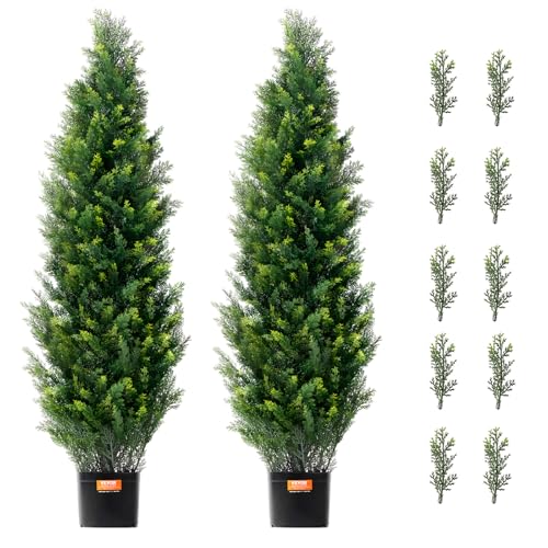 Silky Flower Store Artificial Cedar Topiary Tree, Faux Evergreen Plant, 48 inch Tall, 2 Pieces 9 9 Product: VEVOR Artificial Cedar Topiary Tree, 48 inch Tall (2 Pieces), with Extra Leaves & Pot Faux Evergreen Fake Pine Cypress Trees Plant, UV Rated Artificial Greenery Set for Home Decor Indoor/Outdoor