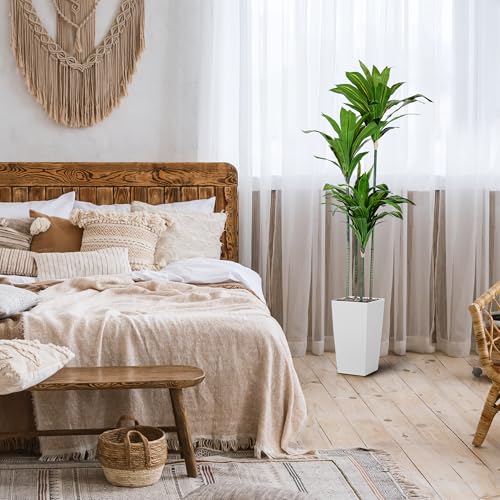 Product: Artificial Dracaena Tree, 5FT Faux Tree with White Tall Planter, Fake Dracaena Plants Tropical Yucca Floor Plant in Pot, Artificial Silk Tree for Home Decor Office Living Room Indoor Housewarming Gift