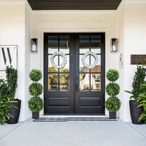 Product: Fomlily 2 Pack Artificial Boxwood Topiary Trees, 3ft Topiary Ball Trees with Planter for Front Door Porch Decor, Indoor/Outdoor Use