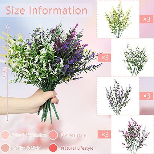 Silky Flower Store Artificial Lavender Flowers, UV Resistant Outdoor Faux Shrubs, 12 Bundles, Mixed Color, 35cm 1 1 Product: Homcomodar Artificial Lavender Flowers 12 Bundles UV Resistant Outdoor Flower Fake Plastic Outdoor Plants Bush Faux Shrubs Outdoor Garden Yard Hanging Decoration(Mixed Color)