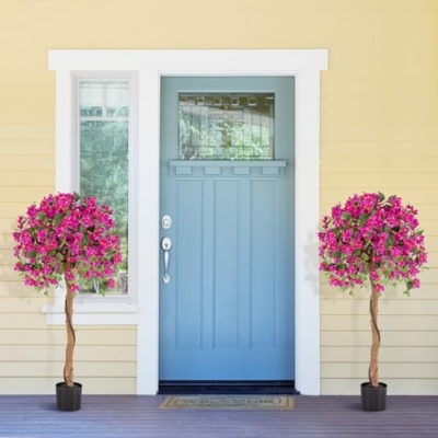 Product: Goplus 53” Bougainvillea Artificial Tree, 2 Pack Faux Silk Flower Tree in Pot w/ 576 Flowers, 288 Leaves, Tall Fake Floor Plant, Artificial Plants for Indoor Outdoor Bedroom Living Room Decor