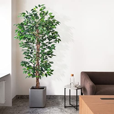 Product: HAIHONG Artificial Ficus Tree 5FT Faux Silk Plants with Sturdy Plastic Nursery Pot,Fake Ficus Trees for Home Office Farmhouse Indoor Outdoor Decor Perfect Housewarming Gift (5FT-1Pack)