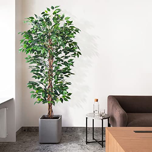 Product: HAIHONG Artificial Ficus Tree 5FT Faux Silk Plants with Sturdy Plastic Nursery Pot,Fake Ficus Trees for Home Office Farmhouse Indoor Outdoor Decor Perfect Housewarming Gift (5FT-1Pack)