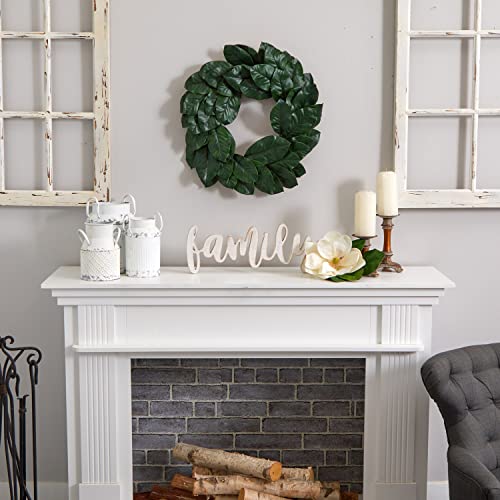 Silky Flower Store Artificial Magnolia Leaf Wreath, Faux Greenery Wall Decor, Layered Botanical Accent, 24in. 4 4 Product: Nearly Natural 24in. Artificial Magnolia Leaf Wreath