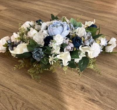 Silky Flower Store Artificial Baby Breath Flowers, White Funeral Flowers, Blue Coffin Topper Memorial Grave Decorations, 32.5cm 6 6 Product: EWGFDEMN Artificial Baby Breath Flowers - Elegant White Funeral Flowers & Blue Coffin Topper for Memorial Grave Decorations