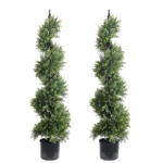 Product: ALL SEASON GREEN 47'' Artificial Outdoor Plants Boxwood Topiary Spiral Front Porch Decor Tree Potted