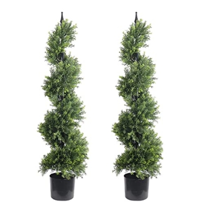 Product: ALL SEASON GREEN 47'' Artificial Outdoor Plants Boxwood Topiary Spiral Front Porch Decor Tree Potted