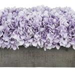 Product: House of Silk Flowers Artificial Hydrangeas in Grey-Washed Wood Ledge (Lavender)