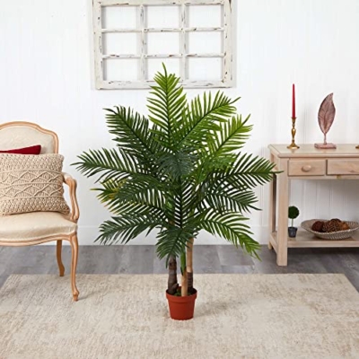 Silky Flower Store Artificial Areca Palm Tree, Nearly Natural Real Touch, Indoor Faux Plant Décor, 4ft 48in x 36in 9 9 Product: Nearly Natural 4ft. Areca Palm Tree (Real Touch)
