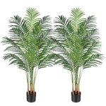 Product: Keeplush 5ft Artificial Palm Tree Indoor Plant Tall Fake Tropical Paradise Palm Tree in Pot with Real Bark Design Faux Areca Palm Tree for Home Office Living Room Bedroom Farmhouse Modern Decor 2pcs