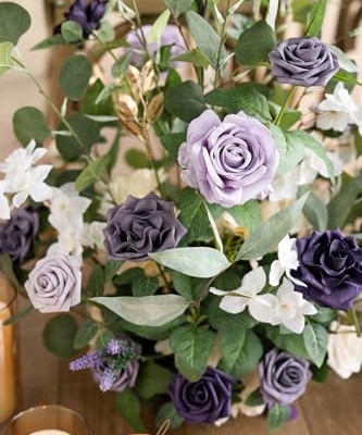Silky Flower Store Artificial Wedding Flower Arrangements, Lilac Gold Faux Florals, Free Standing Arch Altar Decor, 41in x 22in 10 10 Product: Ling's Moment 41" Tall Free Standing Artificial Flowers Arrangements 2 pcs Wedding Arch Altar Stage Decorations Lilac Gold for Ceremony Reception Rose Fake Floral Party Outdoor Centerpieces Decor