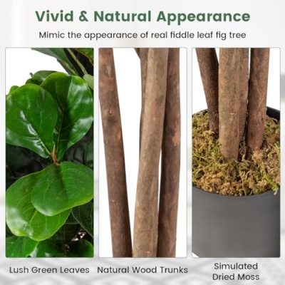 Product: Happygrill 4 FT Artificial Greenery Tree, Indoor Fake Fiddle Leaf Fig Tree Plants in Pot, Faux Ficus Lyrata Tree for Home, Office, Living Room Decoration