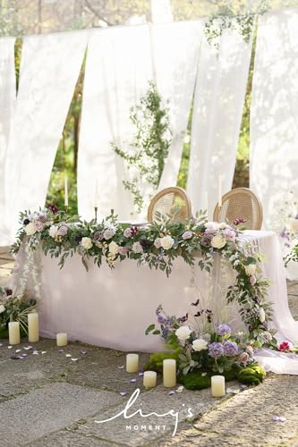 Silky Flower Store 9FT Faux Eucalyptus Willow Garland, Lilac Gold Wedding Arch Mantel Sweetheart Table Decor, 9FT 1 1 Product: Ling's Moment 9FT Flower Garland for Backdrop Decorations - Wedding Arch Flowers, Eucalyptus & Rose, Artificial Floral Garland for Mantel - Sweetheart Table Decor for Ceremony Reception, Lilac & Gold