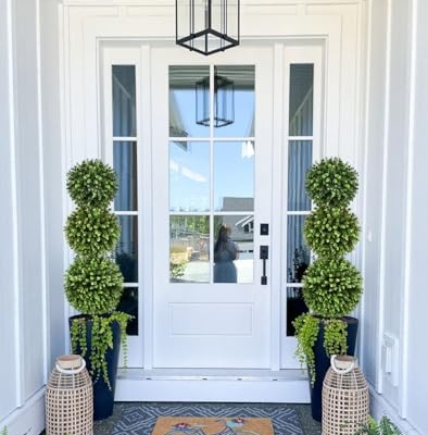 Product: Fomlily 2 Pack Artificial Boxwood Topiary Trees, 3ft Topiary Ball Trees with Planter for Front Door Porch Decor, Indoor/Outdoor Use