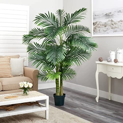 Product: 2 Pack Artificial Areca Palm Tree Plant, 6 Feet Fake Palm Tree for Indoor Outdoor Modern Decoration Faux Dypsis Lutescens Plants in Pot for Home Office Decor