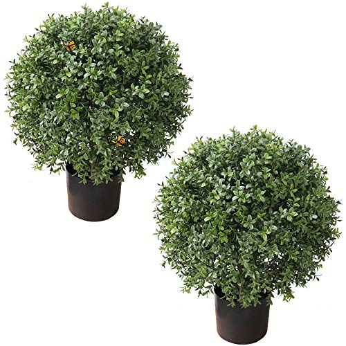 2'T 19''D Topiaries Trees Artificial Outdoors 2 Pack Fake Boxwood Bushes Outside Potted Tree - Artificial Flower Arrangements Product: 2'T 19''D Topiaries Trees Artificial Outdoors 2 Pack Fake Boxwood Bushes Outside Potted Tree