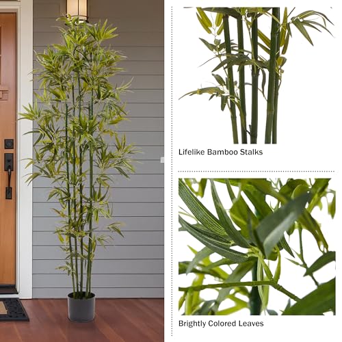 Product: Artificial Bamboo Tree - 6FT Fake Plant with Adjustable Leaves and Pot - Faux Plants Indoor for Home, Restaurant, or Office Décor by Pure Garden