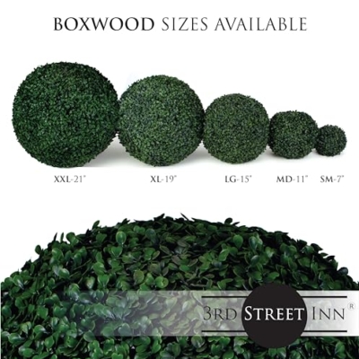 Product: 3rd Street Inn Large Boxwood Topiary Ball - Artificial Plant Set - Indoor/Outdoor Wedding Party Decor - Faux Foliage Garden Sphere - Tree and Bush Substitute (15")