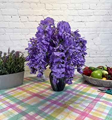 Silky Flower Store Artificial Lavender Wisteria Hanging Plants, 2pcs 15 Stem Purple Faux Florals, Wedding Garden Decor, UV Resistant 32.5cm 14 14 Product: Admired By Nature 2pcs 15 Stem Lavender Wisteria Hanging Plants - Perfect for Outdoor Decor, Weddings, Gardens, and Graves
