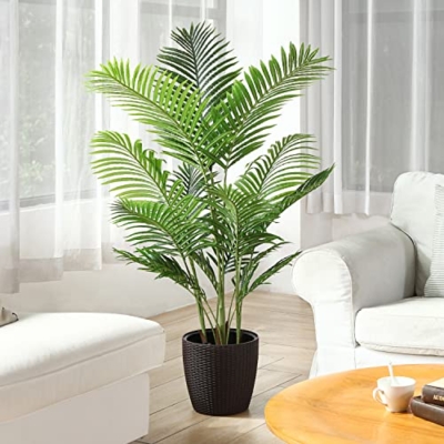 Product: Fopamtri Artificial Areca Palm Plant 4.6 Feet Fake Palm Tree with 15 Trunks Faux Tree for Indoor Outdoor Modern Decor Feaux Dypsis Lutescens Plants in Pot for Home Office Housewarming Gift, 2 Pack